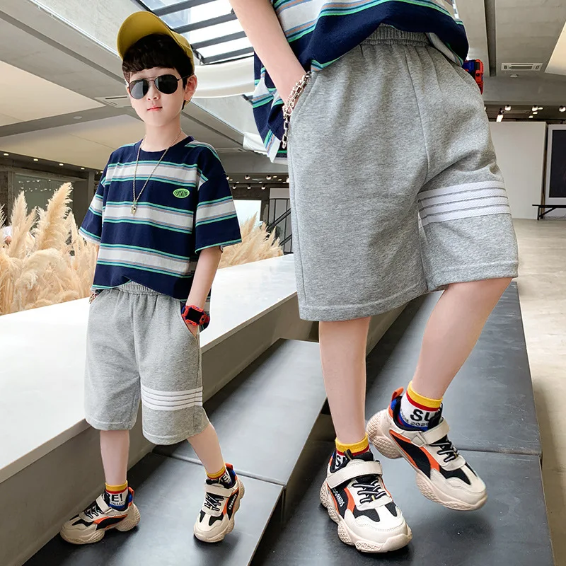 

New 2020 Children Sport Shorts Pants Teenage Boys Mid Waist Black Gray Loose Short For Kids Cotton Mini Trousers Boys Bottoms