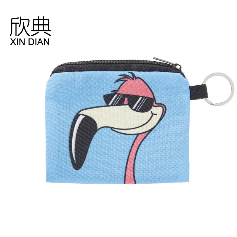 

2019 popular cartoon bird cartoon 3 d digital printing zero zero wallet purse multi-function key card bag coin bag