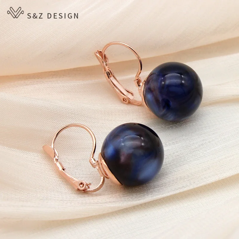 S&Z DESIGN New Elegant 2021 Fashion Colorful Round Acrylic Beads Dangle Earrings High Quality Eardrop For Women Party Jewelry