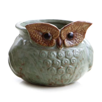 

Ceramic Owl Shape Flower Pot Desktop Planter Succulent Plant Potted Vase Decor