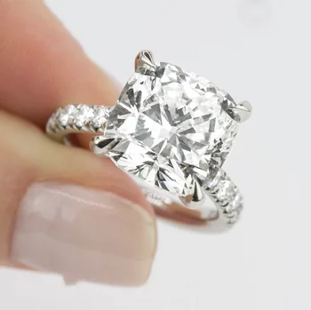 

Original 925 Sterling Silver Ring finger 4ct Cushion cut Diamond Wedding Engagement Rings For Women Topaz gemstone Fine Jewelry