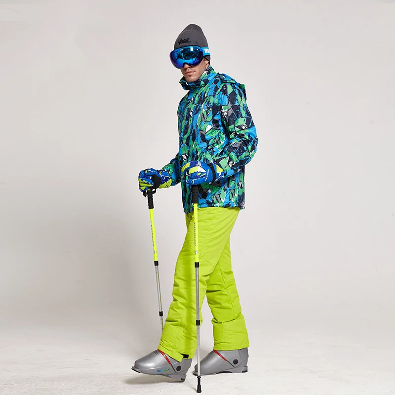 Теплый зимний лыжный костюм, комплект для мужчин, ветронепроницаемый, водонепроницаемый, для катания на лыжах, сноубординга, костюмы, набор для мужчин, для улицы, лыжная куртка+ штаны, брендовое зимнее пальто