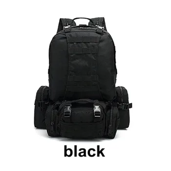 

55L Large Capacity Mountain Climbing Backpack Combination Shoulders Bag + Waist bag + Sling Bag Outdoor Tactical Backpack Black