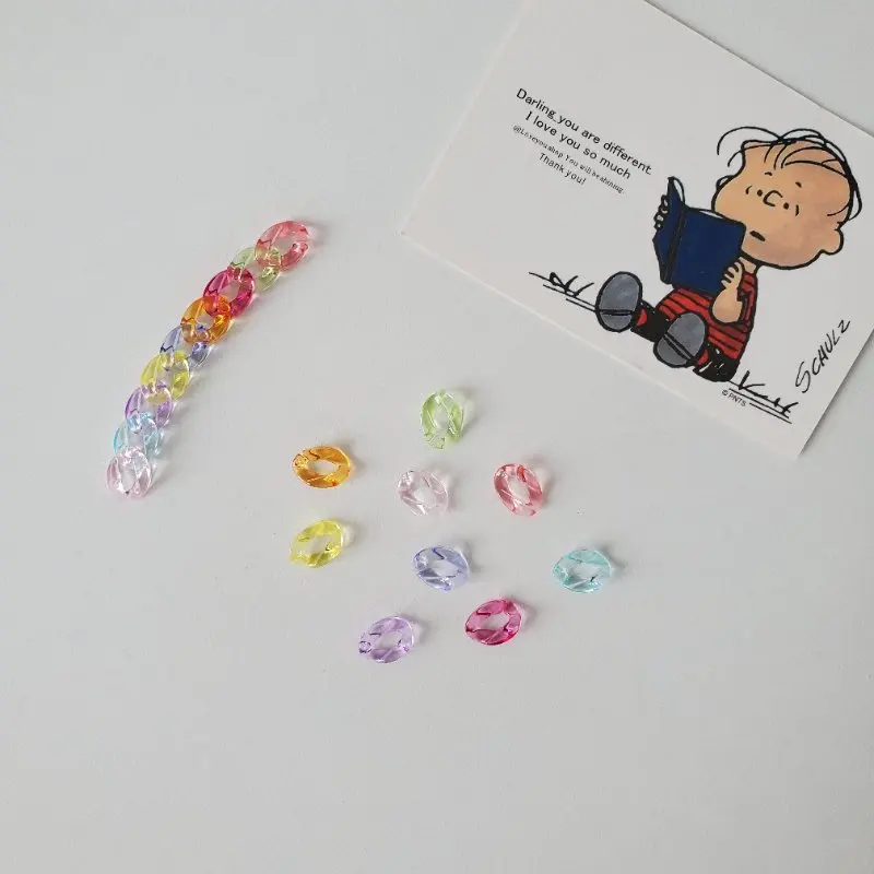 100 unids/pack 12*9mm Color apertura transparente acrílico cadena bricolaje collar pendientes pulsera accesorios de la joyería