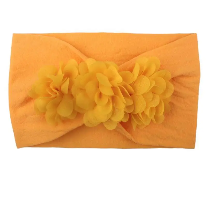 yellow Повязка для волос для маленьких девочек; повязка на голову с цветочным узором; мягкие эластичные головные уборы для малышей и новорожденных - Цвет: yellow
