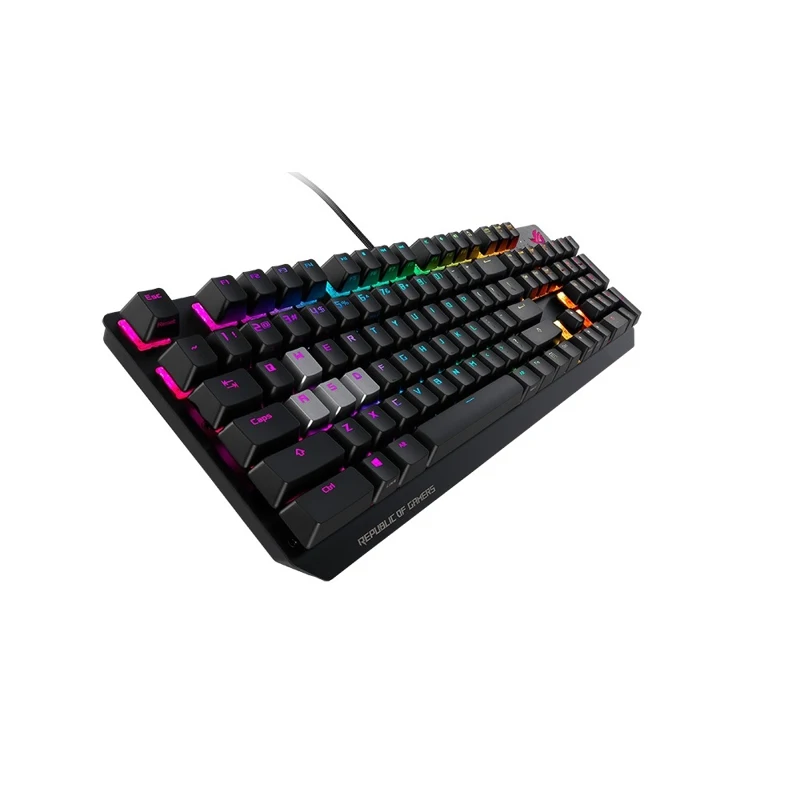 Клавиатура ASUS ROG Strix Scope Cherry MX red silent проводная, игровая, RGB подсветка, USB, аллюминивая рама, цвет: черный