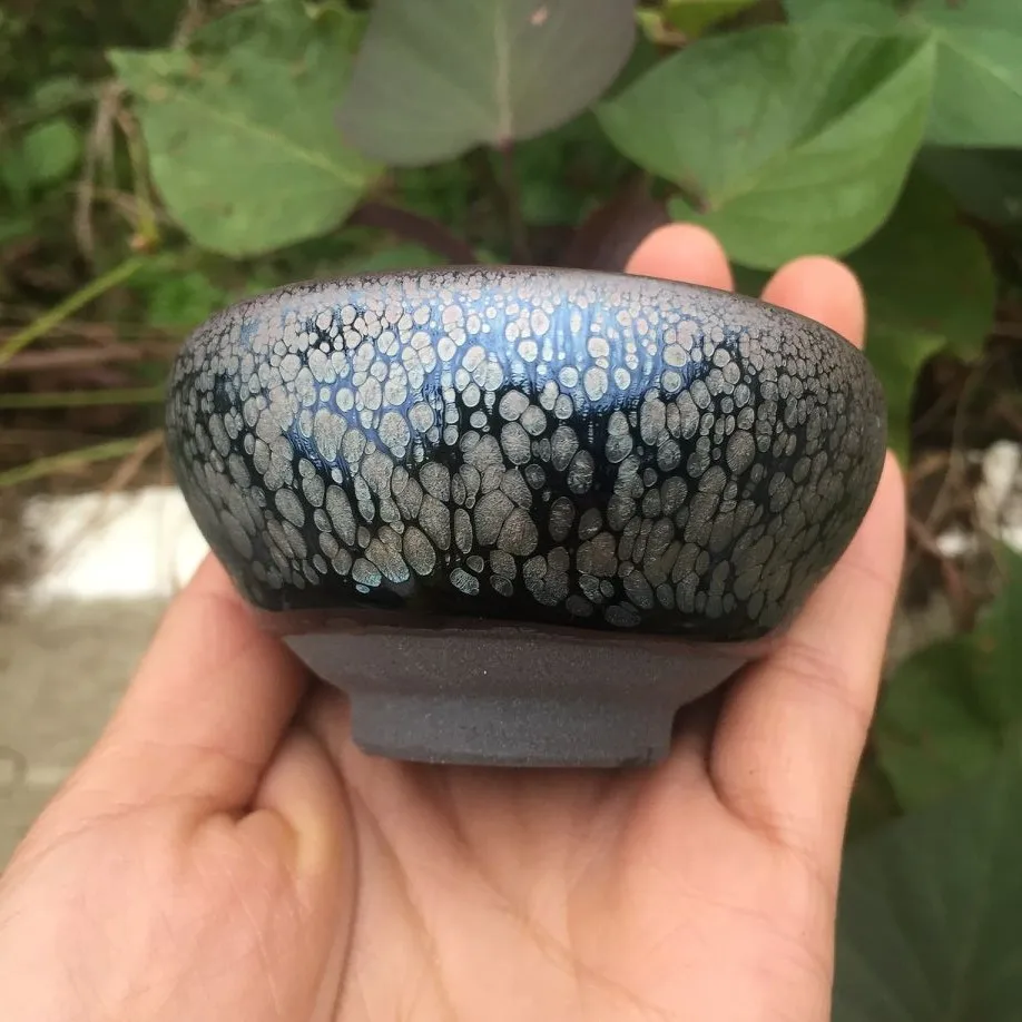 JZ202 Chinese Jian kiln tea bowl with oilspot glaze Small Tenmoku Tea Cup Natural Ceramic High Temporature Fired Eco-friendly tea cup