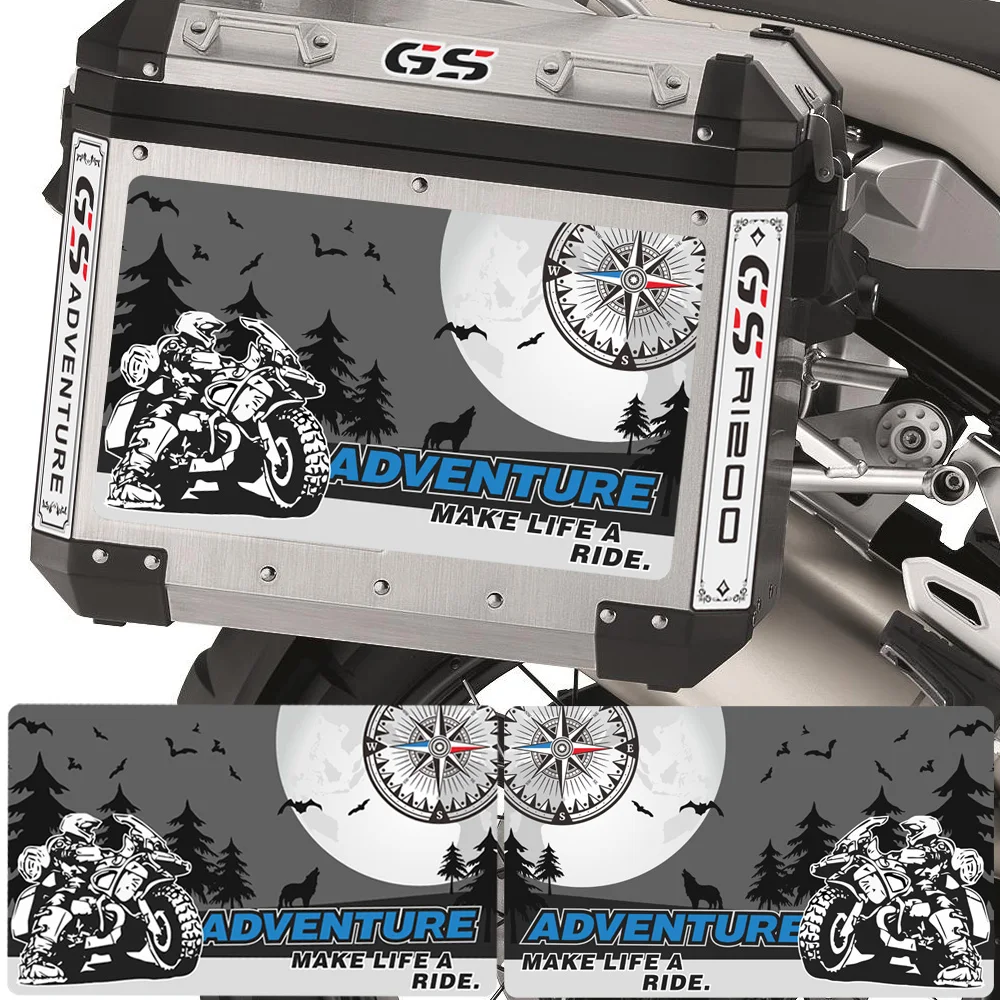 

Aluminium Luggage Tail Top Side Box cases Stickers Decals panniers Motorcycle Adventure Fits For BMW R1200GS R1200 R 1200 ADV GS