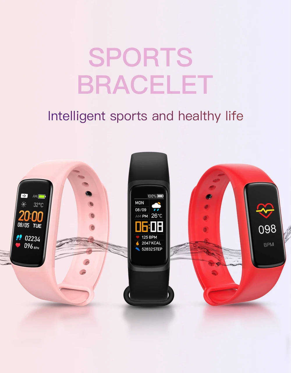 Fitness Tracker Sport Bracelet Heart Rate HR Monitor for Samsung iPhone Huawei 
