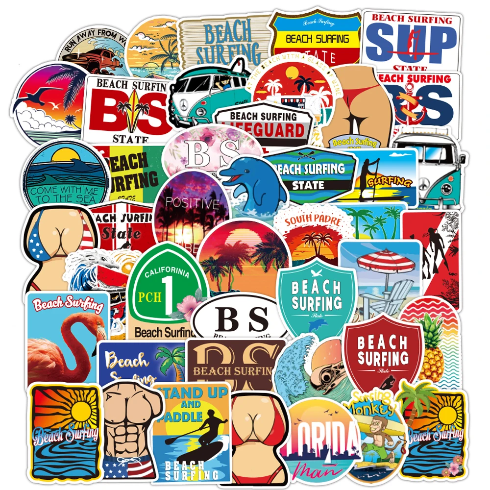 100Pcs Summer Surfing Skateboard Stickers DIY Laptop Luggage Stickers Decals 