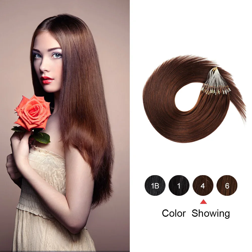 

Gazfairy Straight Loop Micro Ring Hair 16" 18'' 20" 22" 24 25g 50g Pure Color Human Micro Bead Links Real Remy Hair Extensions