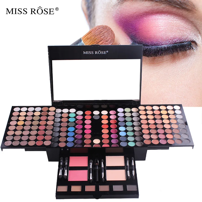 Goede Oogschaduw Palet Case Makeup Set van 180 kleuren Shimmer Matte Oogschaduw Cosmetica Box Blush Poeder 6 kleur Bronzer Make up Kit