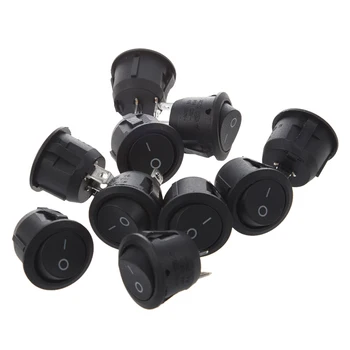 

10Pcs AC 6A 10A 250V On Off Snap in SPST Round Boat Rocker Switch Black