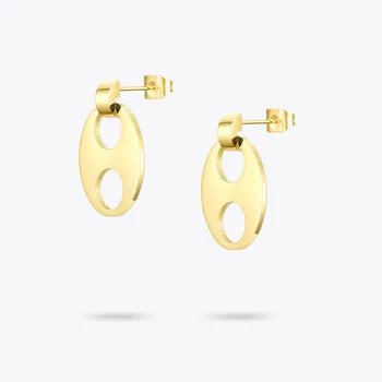 

ENFASHION Circle Hollow Drop Earrings For Women Gold Color Stainless Steel Oval Dangle Earings Fashion Jewelry 2020 Brinco E1181