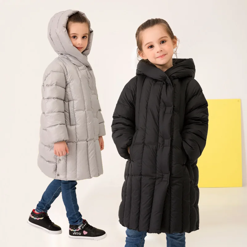 

2019 New Children Winter Duck Down Girls Thickening Warm Down Jackets Boys Long Hooded Outerwear Coats Kids Down Jacket
