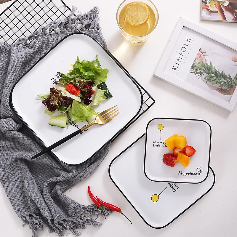 Square Dinner Plates Porcelain Cake Plate Serving Platter Sushi Dessert Beef Salad Dishes And Sets Dish Set | Дом и сад
