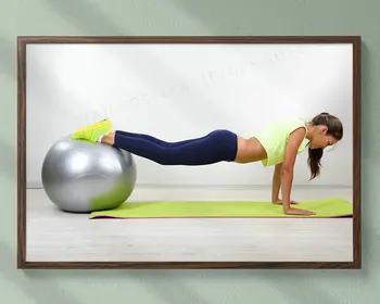 

0011J Balance Ball Training Fitness Bodybuilding Women Sexy Beautiful Strong Wall Sticker Silk Poster Art Home Decoration
