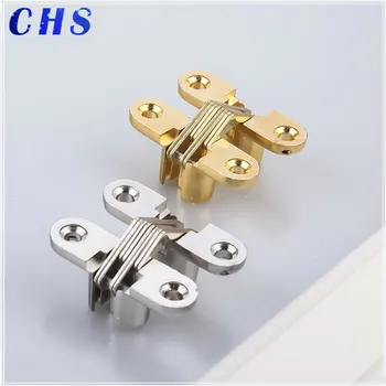 

1PCS Furniture DIY Hidden Hinges 8x42MM Invisible Concealed Cross Door Hinge Bearing 180D With Screw For Folding Door/Window