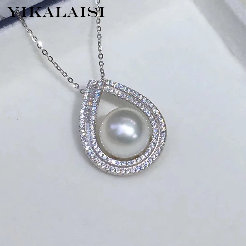 

YIKALAISI 925 Sterling Silver Jewelry Pearl Pendants 2020 Fine Natural Oblate Pearl jewelry 11-12mm Pendants For Women wholesale