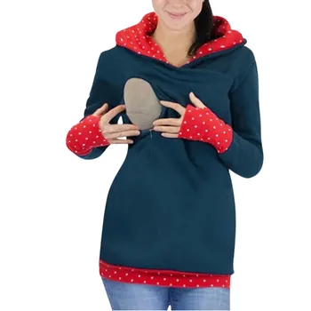 

vetement femme 2019 Women Maternity pregnant tops and blouses Dot Print Patchwork Breastfeeding Hoodie Sweatershirt Nursing