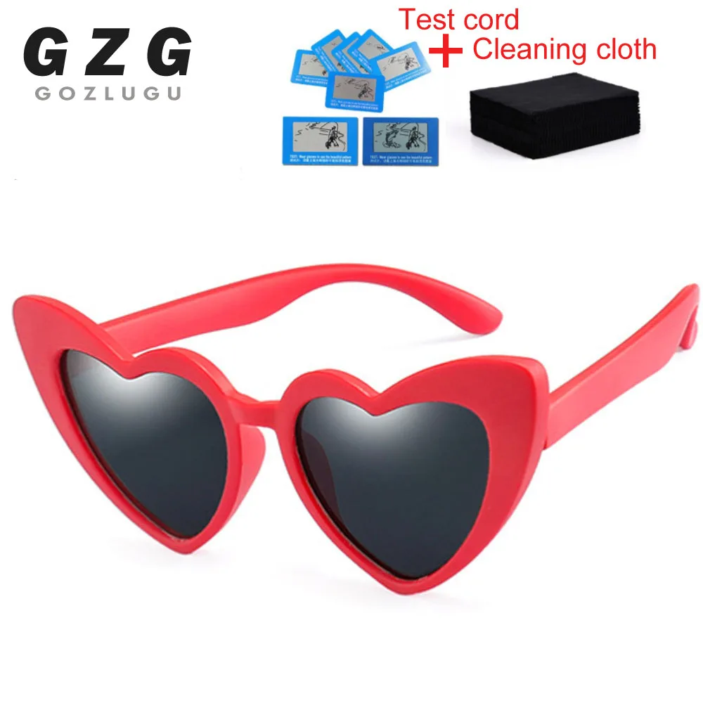 TR90 Kids Polarized Sunglasses Children Heart Sun Glasses Girls Boys Silicone UV400 Child Mirror Baby Eyewear Gafas