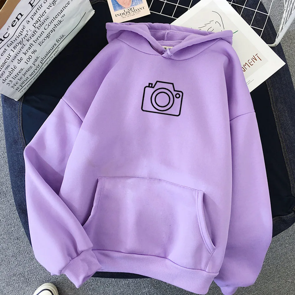  Graphics Camera Print Kawaii Sweatshirt Femmes Oversized Hoodies Tops Pullovers for Woman Girls Poc