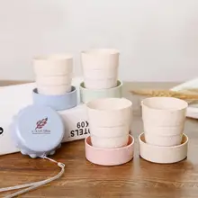 Портативная Пшеничная солома пластиковая телескопическая Питьевая Складная чашка с крышкой для путешествий и кемпинга удобная переноска