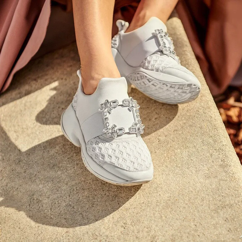 Новинка; сетчатые криперы; кроссовки; Mulheres Sapatos Casuais Sapatos de Plataforma Fundo Grosso Strass Tenis Femini