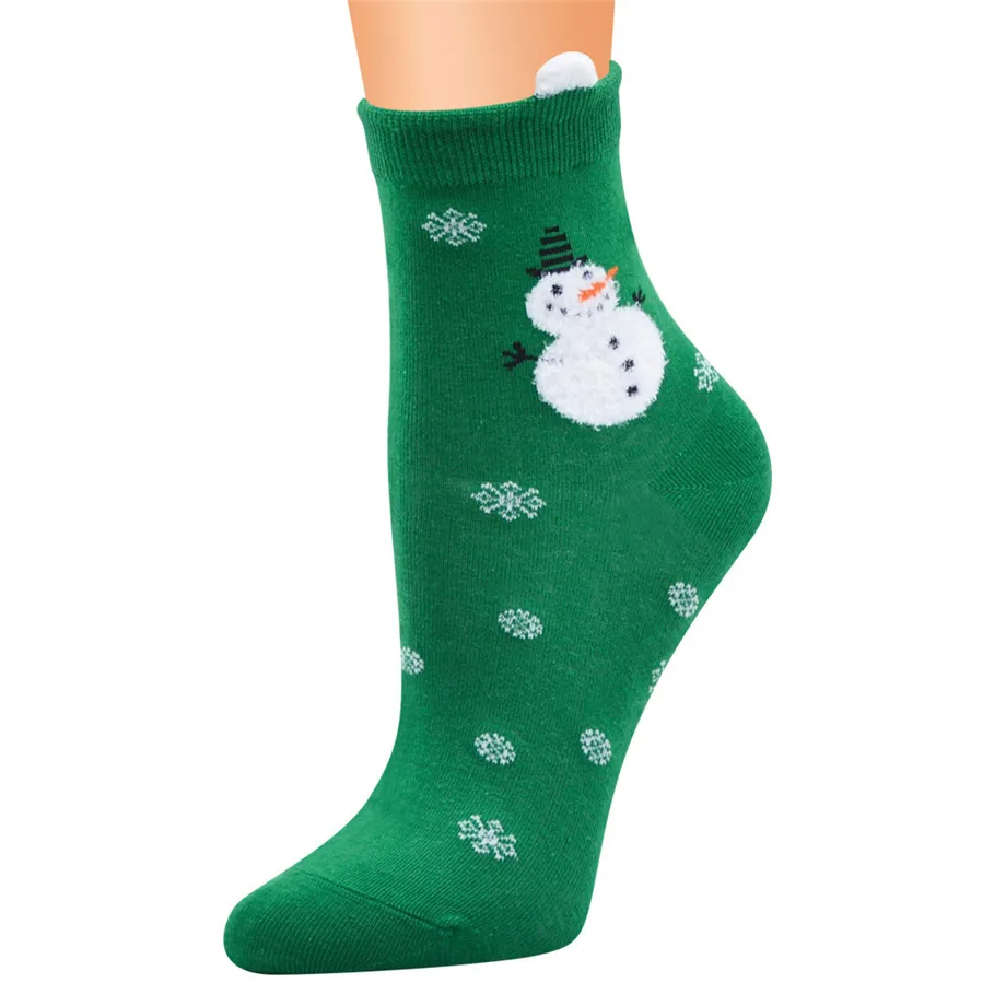 Новогодний подарок, рождественские носки, женские хлопковые носки, Kawaii Calcetines Femme, милые забавные зимние носки для девочек, Санта-Клаус, лось, снег