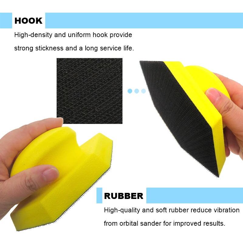 150x90mm Rubber Hand Sanding Block Sanding Disc Holder PU Foam Grinding Block for Polishing Wood Furniture