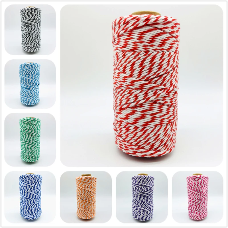 2MM 100% Cotton Rope Twisted String Cotton Cords Rope for Home Decor Handmade Christmas DIY Gift Wrap 10yards cotton rope