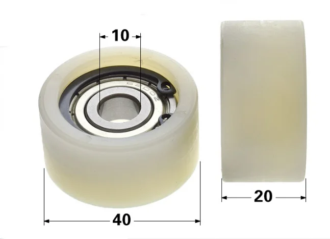 

2PCS 10*40*20mm 6200zz Bearing Embedded Pulley Plastic Coated CNC Lathe Machining Pulley Roller Plane Guide Wheel