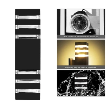 

Square LED Wall Light Lamp E27 Dual Head Indoor Outdoor Waterproof Sconce Up Down Porch lighting Lamp Garden Porch Modern Light