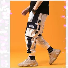 Весенние мужские шаровары, уличная одежда, Беговые брюки с лентами, мужские спортивные штаны в стиле хип-хоп, брюки с буквенным принтом