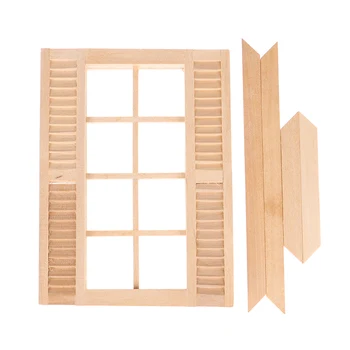 

1pc 1:12 Dollhouse Miniature Mini Wood 8-pane Window Model Accessories Doll House Furniture Toys For Dollhouse Decals