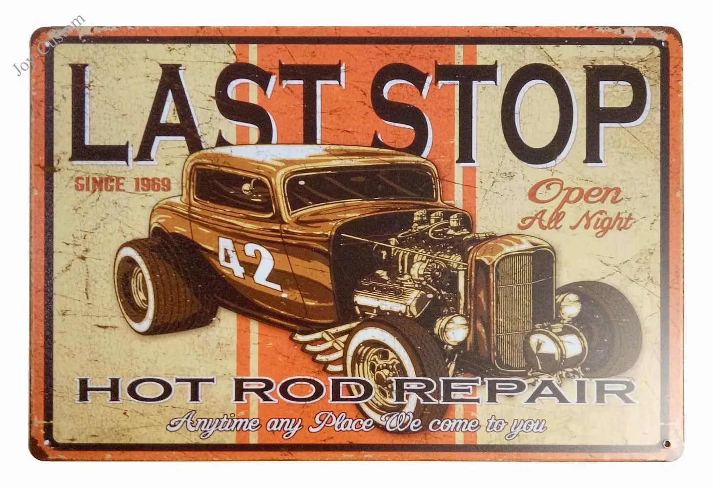 Последняя остановка Hot Rod ремонт Ретро Винтаж Декор металлическая жестяная