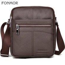 Fonmor font b Men b font Cowhide Messenger font b Bag b font Male Small Genuine