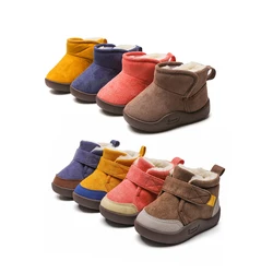 Botas de nieve para bebé, zapatos de suela suave para caminar, de felpa gruesa, antideslizantes, cálidos, de felpa