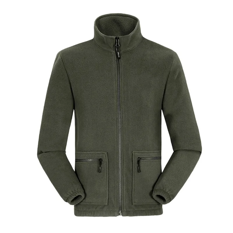 Army Green Модная мужская куртка осень зима спортивная уличная флисовая Толстая Теплая Бархатная блузка пальто с однотонным воротником Куртка Верхняя одежда плюс - Цвет: Army Green