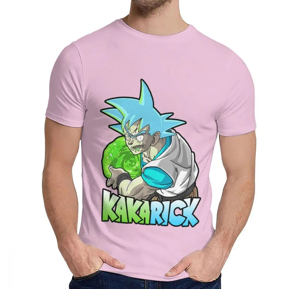 Мужская футболка Saiyan Kakarick Rick And Morty отлично подходит с круглым воротником для отдыха с принтом из мультфильмов с короткими рукавами - Цвет: Розовый