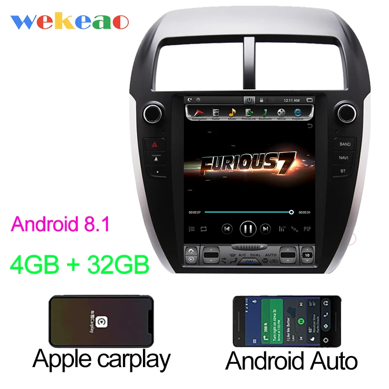 Android Car Radio Wekeao вертикальный экран Tesla стиль 10,4 ''Android 8,1 Автомобильный мультимедийный Dvd навигатор для Mitsubishi ASX 2010 - Цвет: Android Car Radio