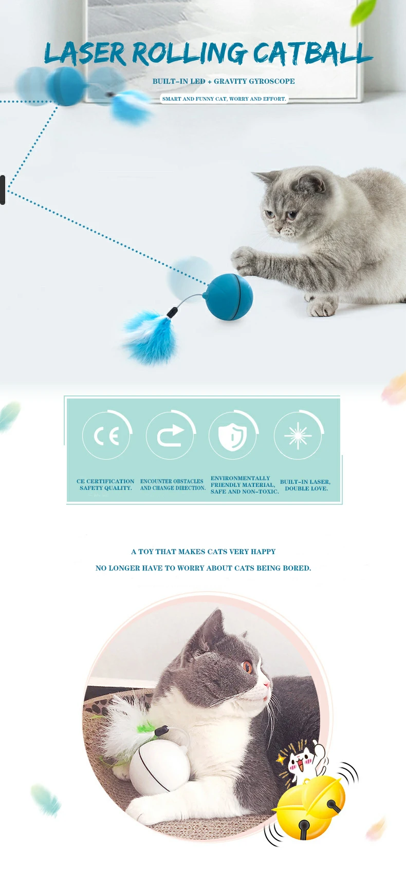 Продукт для домашних животных собака кошка Лазерная Игрушка светодиодный сверкающий шар Автоматическая прокрутка электрическая игрушка забавный кот шар usb зарядка свет перо