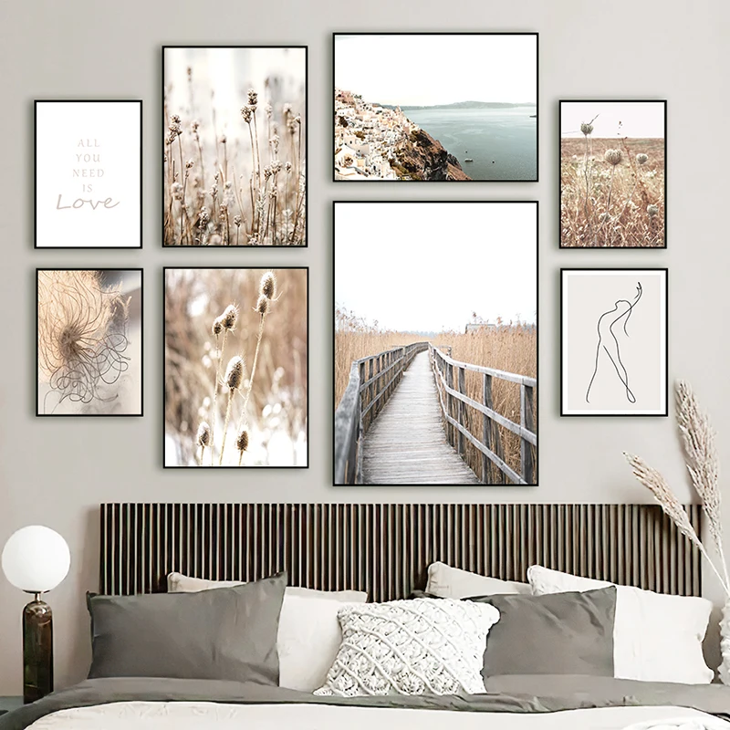 Nordic Grass Scenery Picture Canvas Painting Landscape Wall Art Poster And  Print For Modern Art Home Decor Living Room Design Painting  Calligraphy  AliExpress