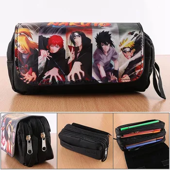 

Anime Naruto Sharingan Gaara Akatsuki Pencil Case Canvas Zip Super Big Capacity Pen Bag Makeup Stationery Pouch School Supplies