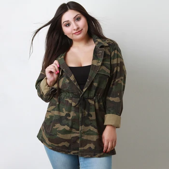 

Jacket Women Long Sleeve Camouflage Bomber Autumn Casual Coat Military Zipper Slim Cropped Coat with Pockets