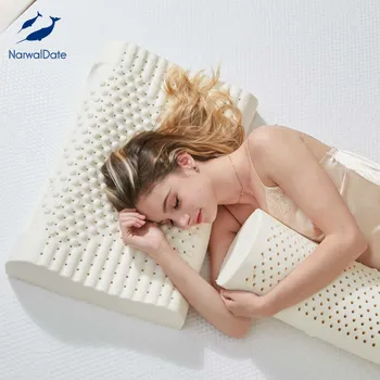

NarwalDate Natural Latex Pillow Memory Foam Breathable Neck Cervical Healthcare Massage Pillows for Teenagers Above Help Sleep
