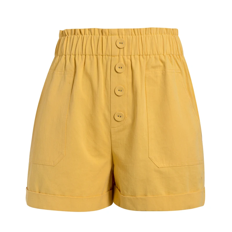 Yellow Crimping Streetwear Pockets Shorts Pants OC0147