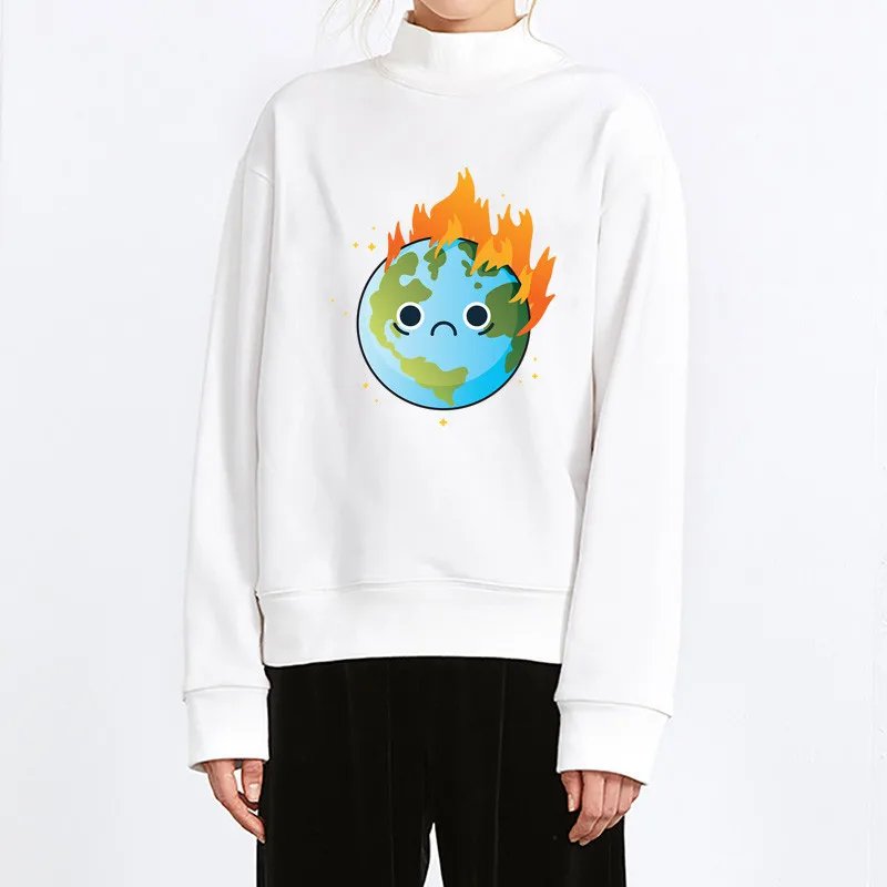 Lychee, Harajuku, мультяшный принт огня, женский свитер, свободный, вырез лодочкой, женские пуловеры, повседневные, весна-осень, дамские свитшоты, топы