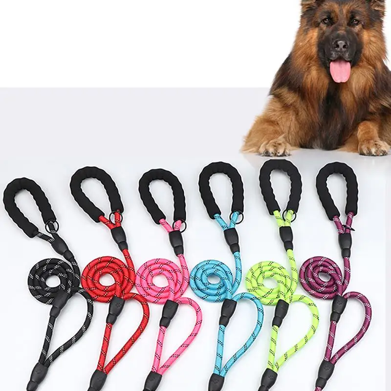 

1pc Dog Leash Nylon Reflective Double Handles Tenacity Dog Training Tool 6-Color Dog Walking Leash Premium Pet Supplies