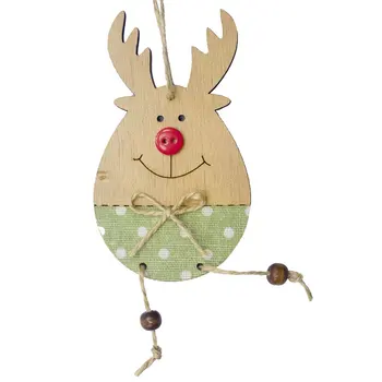 

Christmas Decorations Pendant Wood Smiley Elk Hemp Rope Pendant Button Christmas Tree Decoration Pendant